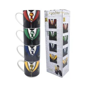 4 tazas Apilables Harry Potter Las 4 Casas Uniformes Tarro