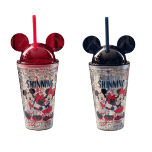 Vaso Con Orejas De Mickey Halloween Doble Pared Glitter