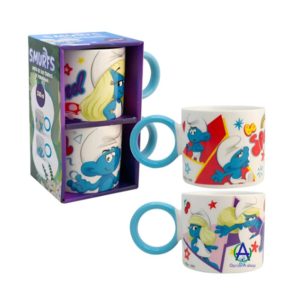 Tazas Pitufos De Porcelana Azul Pitufo Pitufina Bosque Hongo