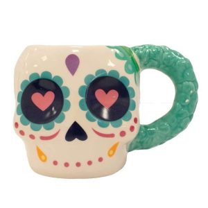 Taza Calavera Mexicana Corazón Ojos Día De Muertos Halloween