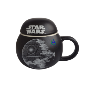Taza Esfera Star Wars Con Tapa Nave Estrella De La Muerte