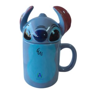 Taza Stitch Con Tapa Extraterrestre Ohana Café Regalo Disney
