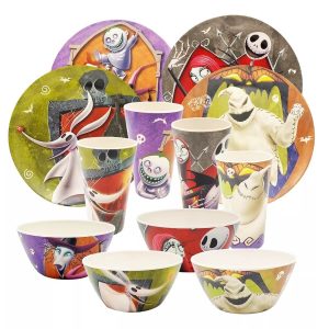 Vajilla Bambú Jack Skellington 12 Piezas Plato Vaso Tazón