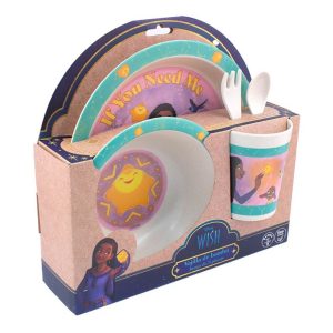 Vajilla De Bambú Wish Disney Tazón Plato Vaso Cubiertos