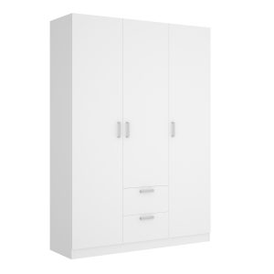 Armario de 3 puertas y 2 cajones 150cm Blanco