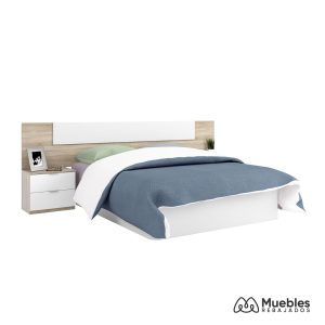 Cabecero y mesita de noche de madera