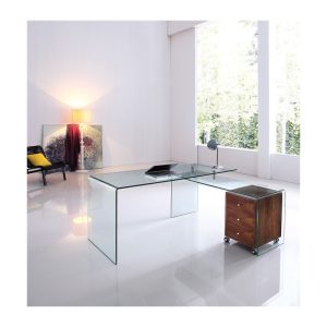 Conjunto France New, Mesa + Mesa Ala, Cristal Transparente