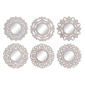 espejo 6/m blanco rozado dm decoración 30 x 2 x 30 cm