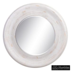 espejo blanco rozado cristal-madera 78 x 78 cm