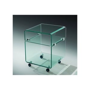 Mesa Armstrong, Baja, Ruedas, Cristal Curvado, 40 X 40 Cms