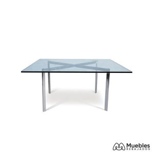 Mesa Bcn, Baja, Acero Inoxidable, Cristal, 102X102 Cms