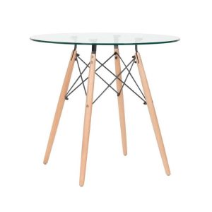 Mesa Tower (To), Madera, Cristal, 100 Cms De Diámetro