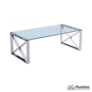 Mesa Venus, Baja, Acero Inoxidable, Cristal, 120X60 Cms