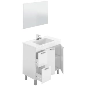Mueble lavabo 2 puertas 2 cajones + espejo AKTIVA