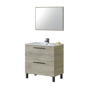 Mueble LAVABO 80cm 2 cajones y espejo AIR