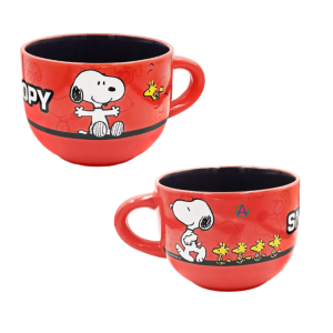 Tarro Jumbo Snoopy Y Woodstock Tazón Jumbo Taza Peanuts Rojo