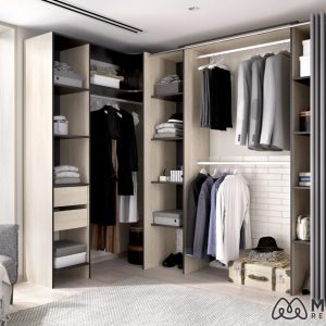 VESTIDOR ESQUINERO CON 2 CAJONES Y CORTINA SUIT GRAFITO