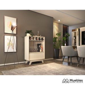 Vitrina Brest, Cristal, Blanco Roto